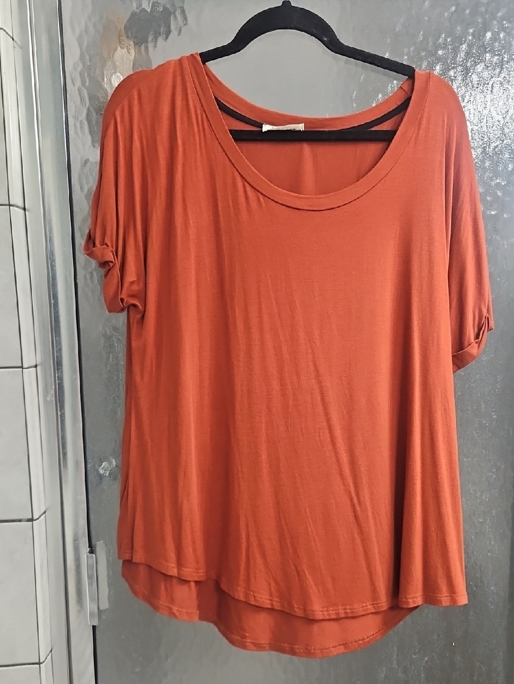 Everyday Scoop Neck Short Sleeve Top - Rust